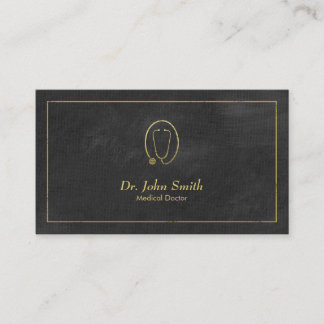 Cartão De Horário Doutor, Quadro de Ouro de Canvas Negra e Estetoscó