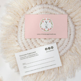 Cartão De Horário Elegant Botanical Monogram Crest Photo