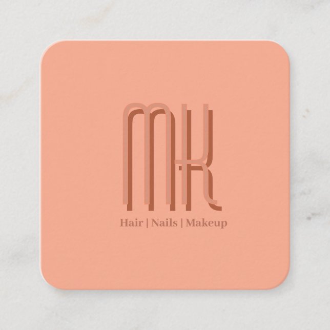 Cartão De Horário Elegant Peach Salon Monogram Appointment Card (Frente)