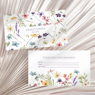 Cartão De Horário Elegante Flor Silvestre Floral Personalizado