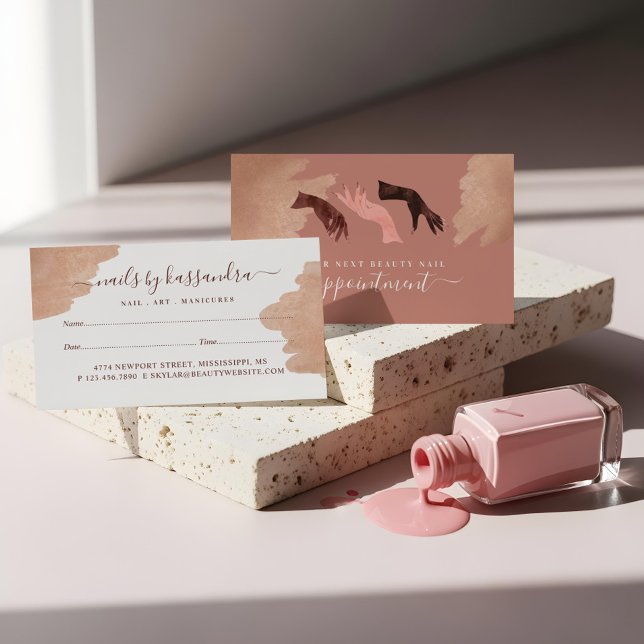 Cartão De Horário Elegante Glam Beauty Mãos O Artista Nail (Elegant Glam Beauty Hands Nail Artist Manicure Appointment Card)