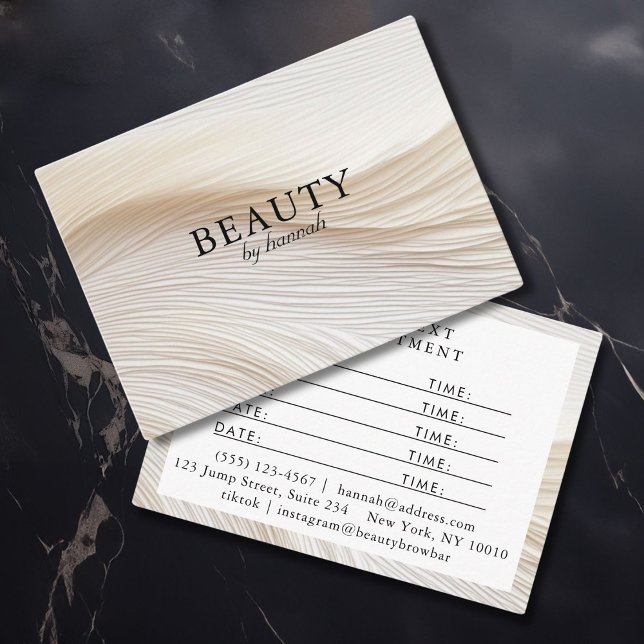 Cartão De Horário Elegante, ondas, salão, (Elegant, waves, salon, appointment card)