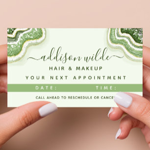 Cartão De Horário Emerald Green Glitter Agate Geode Luxe Chic