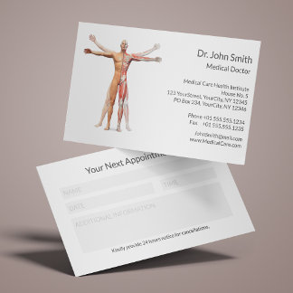 Cartão De Horário Esqueleto Músculos do Corpo Humano Lembrete Médico