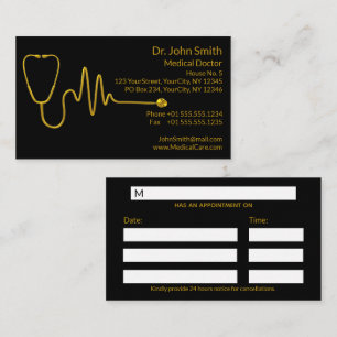 Cartão De Horário Estetoscópio de Onda ECG Ouro Luxo Linha EKG Médic