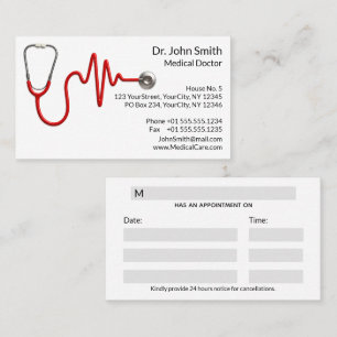 Cartão De Horário Estetoscópio EKG Linha de pulsação ECG Wave Médica