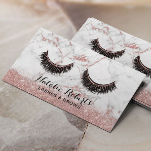 Cartão De Horário Eyelash Extensões Makeup Artista Rosa Marble