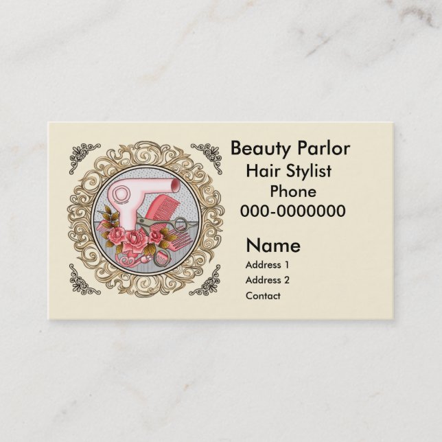 Cartão De Horário Fancy Pink Roses Beautician (Frente)