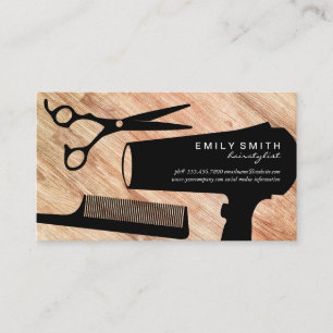 Cartão De Horário Ferramentas Hairstylist Compromisso de Madeira