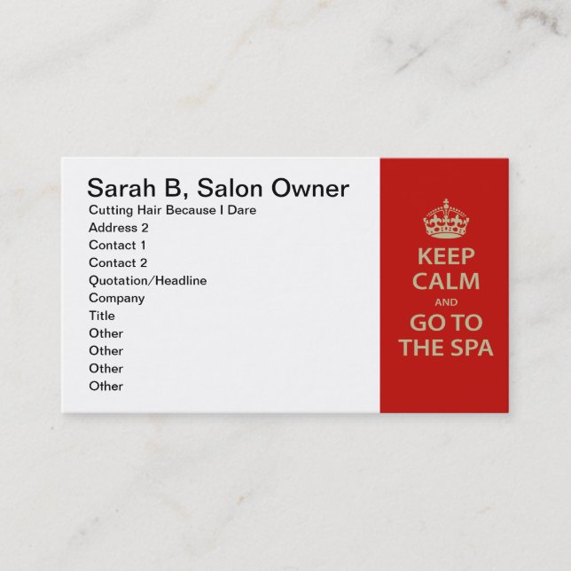 Cartão De Horário Fique calma e vá para o Spa (Frente)