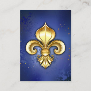 Cartão De Horário Fleur de Lis Dourada em Azul