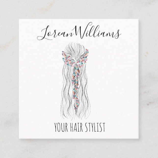 Cartão De Horário Flor Romântica Simples De Cabelo De Casamento De B (Frente)