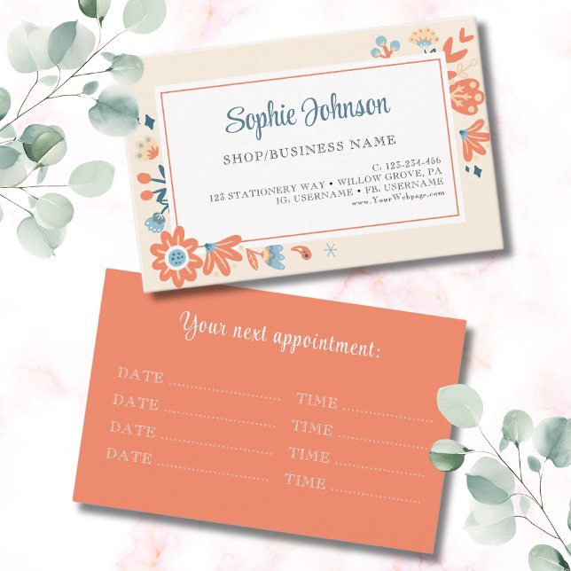 Cartão De Horário Flores folclóricas nórdicas (Criador carregado)