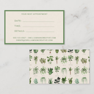 Cartão De Horário Florista Botânico de Plantas Verdes Boho Moderno