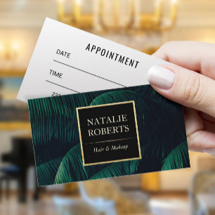 Cartão De Horário Folhas de palmeira tropicais do cabeleireiro do