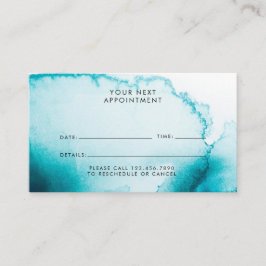 Cartão De Horário Fundo de Aquarela Azul Água