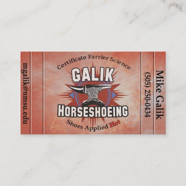 Cartão De Horário Galik Horseshoeing (Frente)