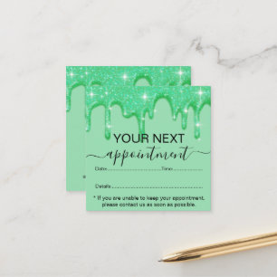 Cartão De Horário Girly Derrubando o Compromisso da Glitter Verde