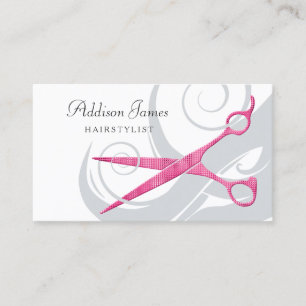 Cartão De Horário Girly Hairstylist - Tesoura Rosa Migra Compromisso