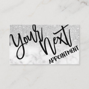 Cartão De Horário Glamorosa Mármaco de Prata Moderna Clássica