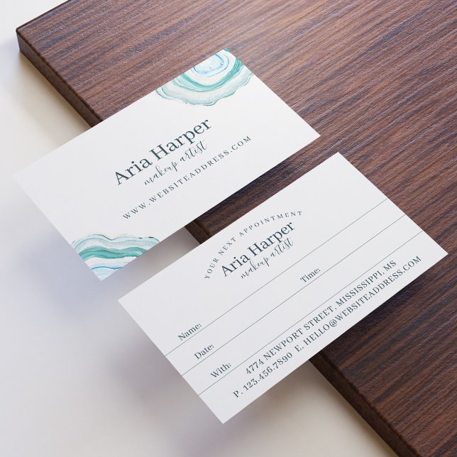 Cartão De Horário Glitter Dourado de Geodo Verde Elegante (Criador carregado)