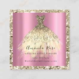 Cartão De Horário Glitter Dourado Orquídeo do Planejador de Eventos 