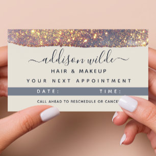Cartão De Horário Glitter Glam Dourado Roxo Iridescente