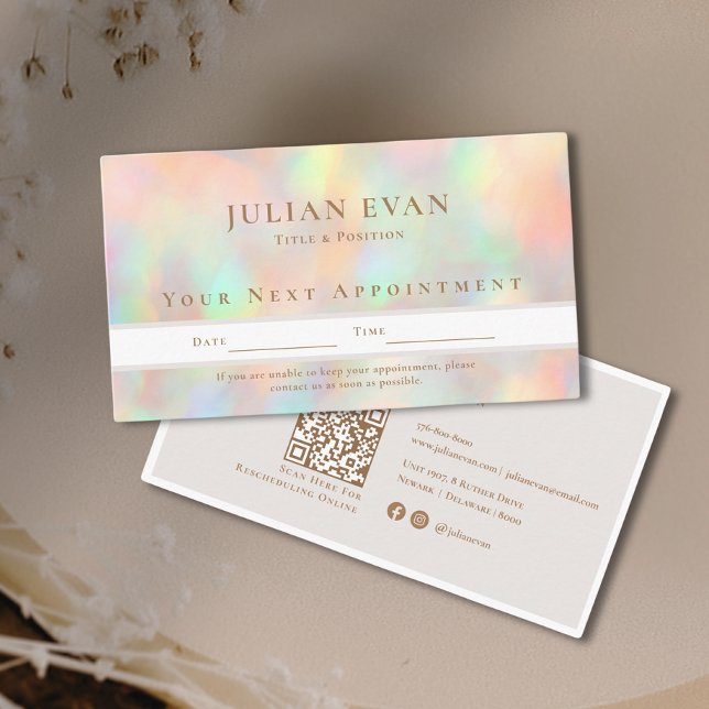 Cartão De Horário Glitter Holographic Beautician Makeup (Glitter Holographic Beautician Makeup Appointment Card)