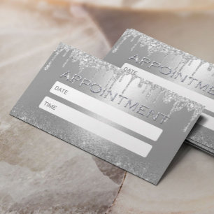 Cartão De Horário Glitter Prata Moderna Coloca Compromisso Spa Salã