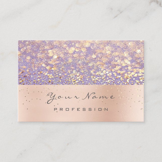 Cartão De Horário Glitter Roxo da Placa de Compromisso Dourada do Ma (Frente)