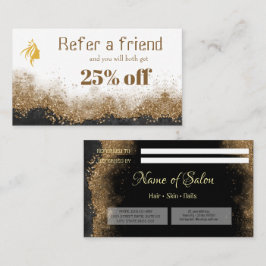 Cartão De Horário Gold and black   Salon Referral Card