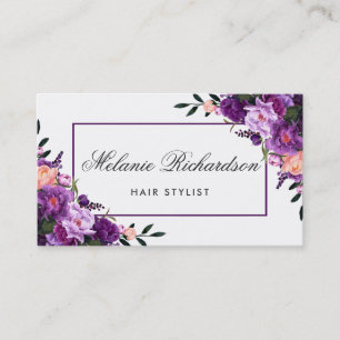 Cartão De Horário GP floral violeta roxo da nomeação do cabeleirei