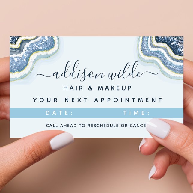 Cartão De Horário Grelha de Glitter Azul Luxo (Criador carregado)