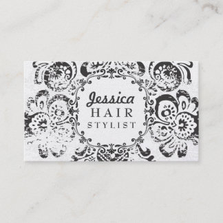 Cartão De Horário Grunge Damask Hair Stylist Placas de Compromisso