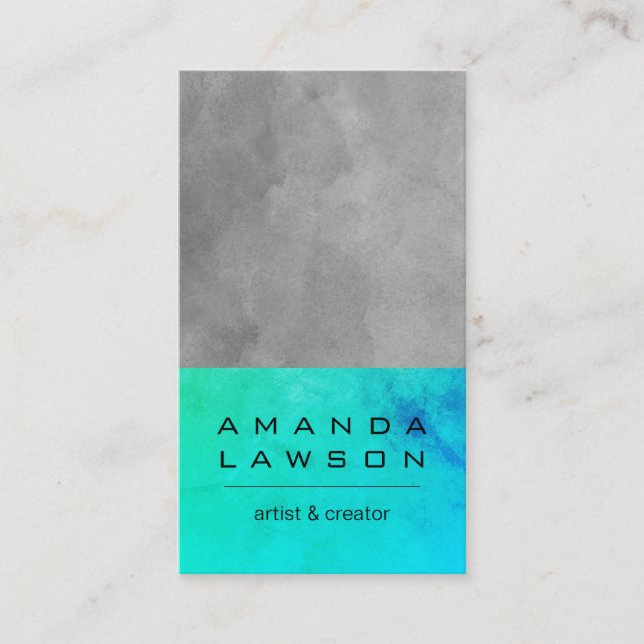 Cartão De Horário Grunge de Aquarela Contemporânea (compromisso) (Frente)