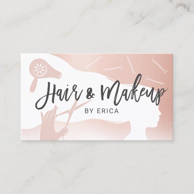 Cartão De Horário Hair Stylist Blush Beleza Rosa Nomeação de Salão (Frente)