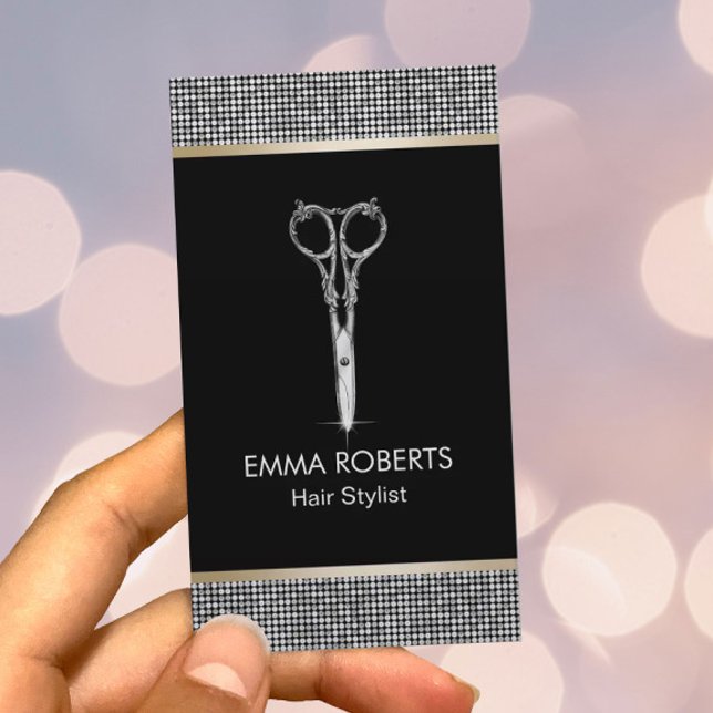 Cartão De Horário Hair Stylist Luxury Glitter Fronteira (Criador carregado)