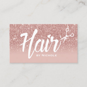 Cartão De Horário Hair Stylist Modern Typography Rosa Dourado Ombre