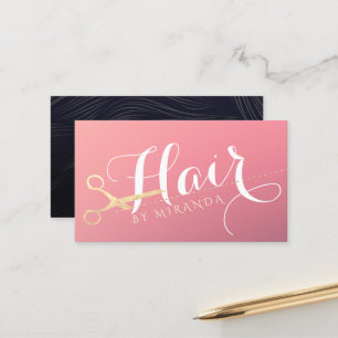 Cartão De Horário Hairstylist Makeup Salon Modern Pink Tesoura Doura