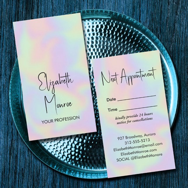 Cartão De Horário Holographic Opal Gemstone (Holographic Opal Gemstone Appointment Cards)