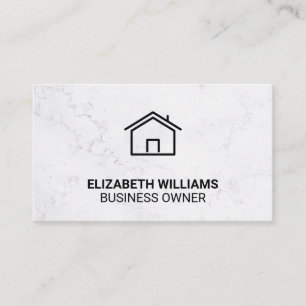 Cartão De Horário Ícone Home   Mármore branco