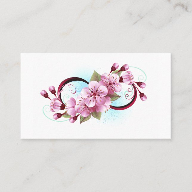 Cartão De Horário Infinidade com Flores de Flor Sakura (Frente)