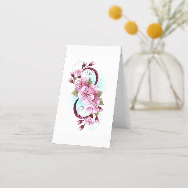 Cartão De Horário Infinidade com Flores de Flor Sakura (Verso)