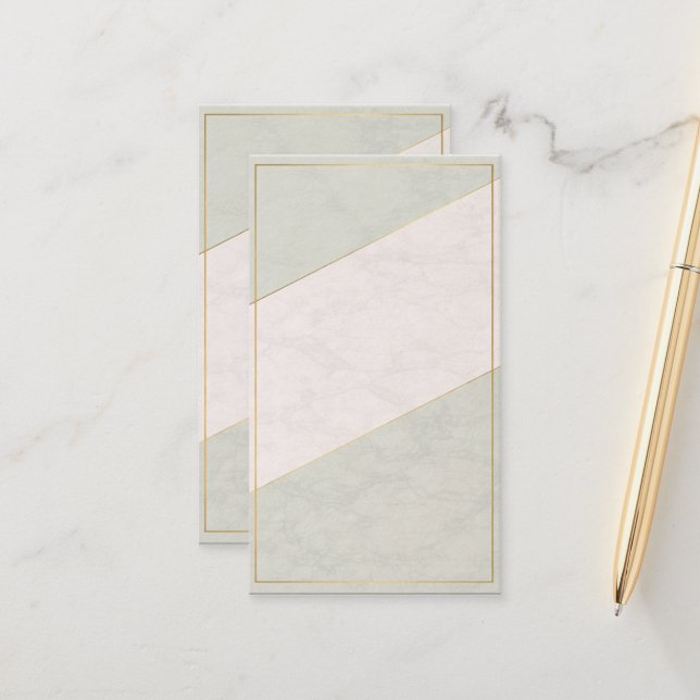 Cartão De Horário Ivory Marble Blank Appointment Card – Gold Accent (Frente/Verso In Situ)