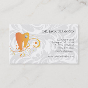 Cartão De Horário Laranja dental 2 do logotipo do dente do diamante