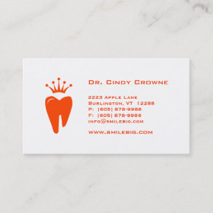 Cartão De Horário Laranja dental do logotipo do dente da coroa do