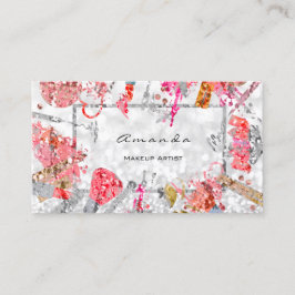 Cartão De Horário Lash do Artista de Maquiagem de Glitter Silver Car