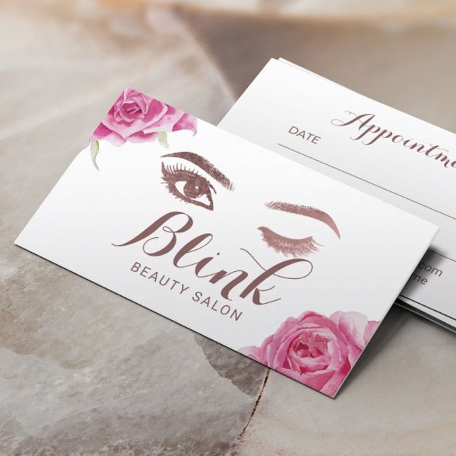 Cartão De Horário Lashes Beauty Salon Elegante Nomeação Floral Elega (Criador carregado)