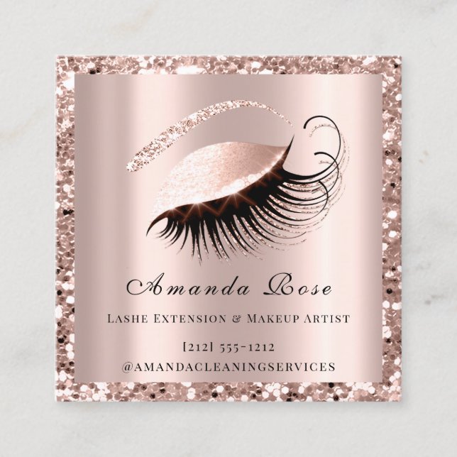 Cartão De Horário Lashes Extension Makeup Artist Beaust Rosa Rosa (Frente)