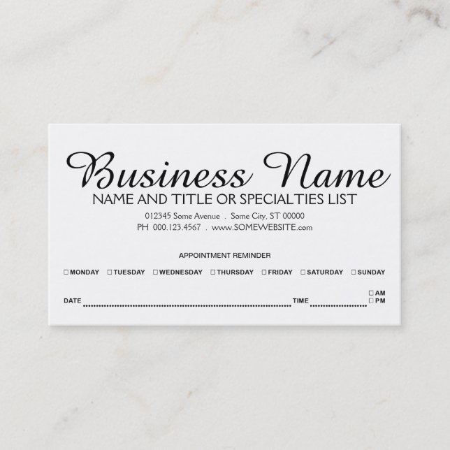 Cartão De Horário lembrete da nomeação (Frente)